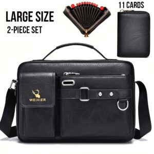 mens business crossbody bag adjustable strap golden - Temu - Color : Black Large + Card Holder
